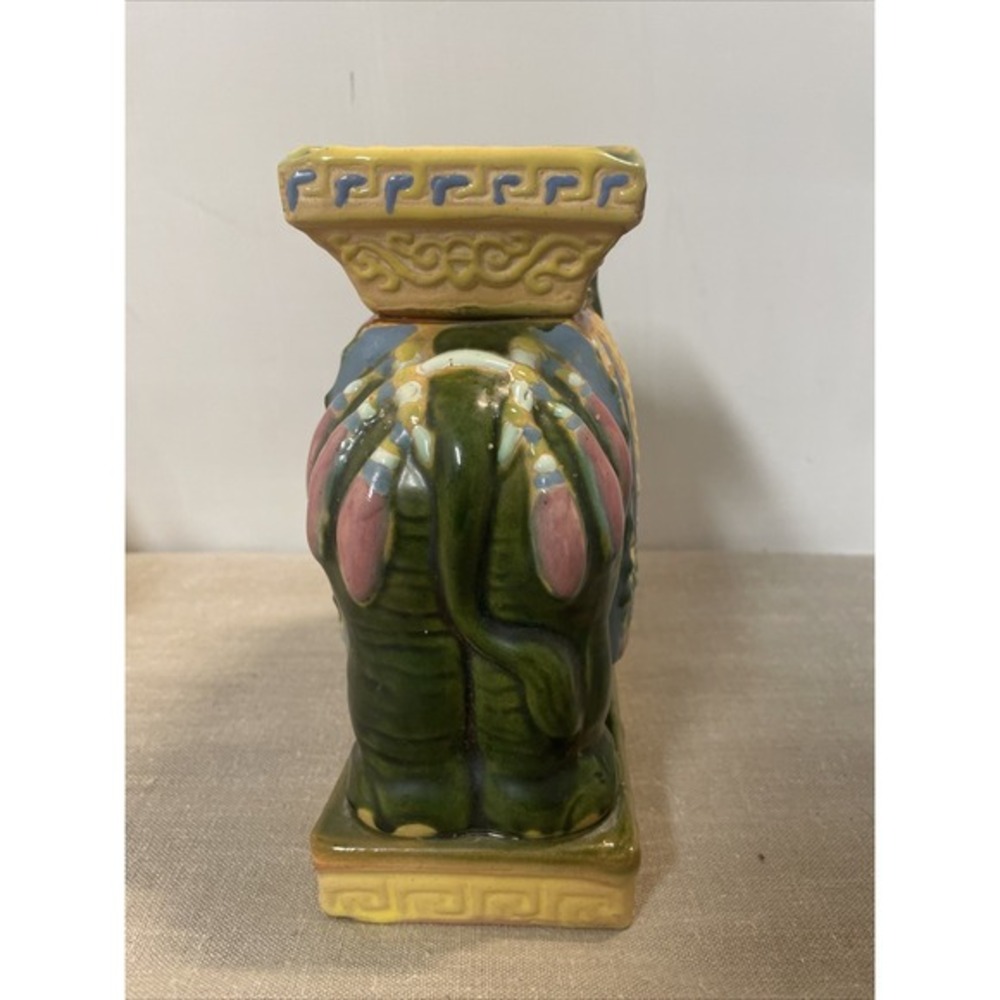Mid Century Modern Chinoiserie‎ Ceramic Emerald Green Elephant Ashtray - Picture 4 of 7